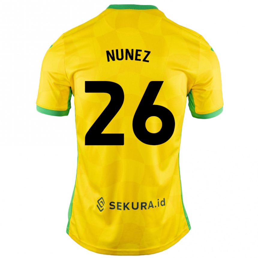 Niño Fútbol Camiseta Marcelino Núñez #26 Amarillo Verde 1ª Equipación 2024/25