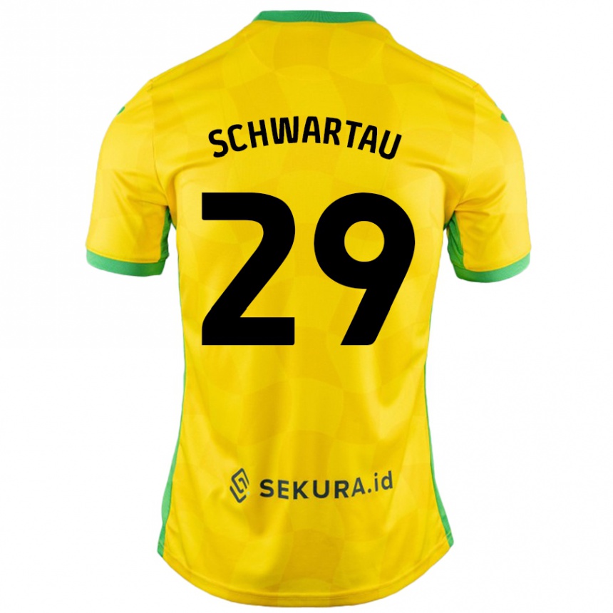 Niño Fútbol Camiseta Oscar Schwartau #29 Amarillo Verde 1ª Equipación 2024/25