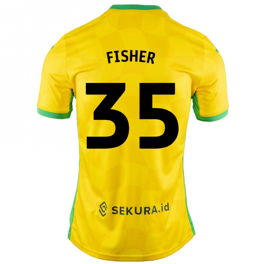 Niño Fútbol Camiseta Kellen Fisher #35 Amarillo Verde 1ª Equipación 2024/25