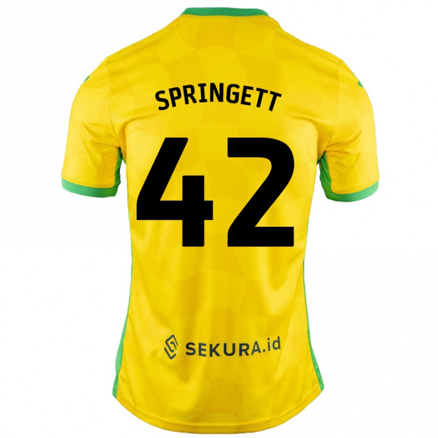 Niño Fútbol Camiseta Tony Springett #42 Amarillo Verde 1ª Equipación 2024/25