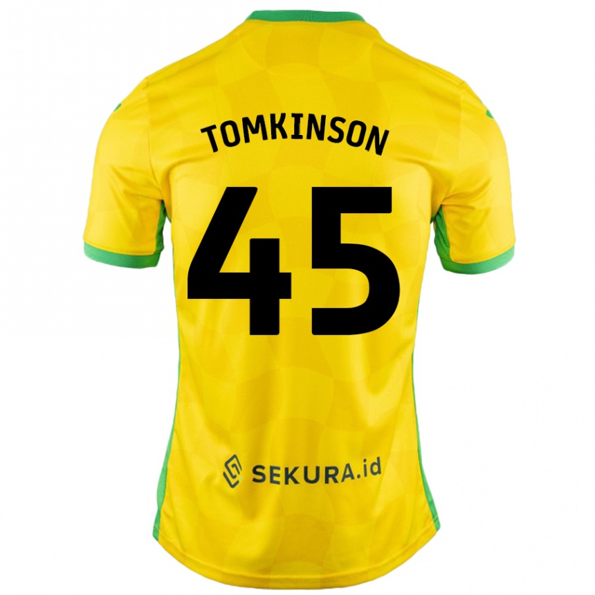 Niño Fútbol Camiseta Jonathan Tomkinson #45 Amarillo Verde 1ª Equipación 2024/25