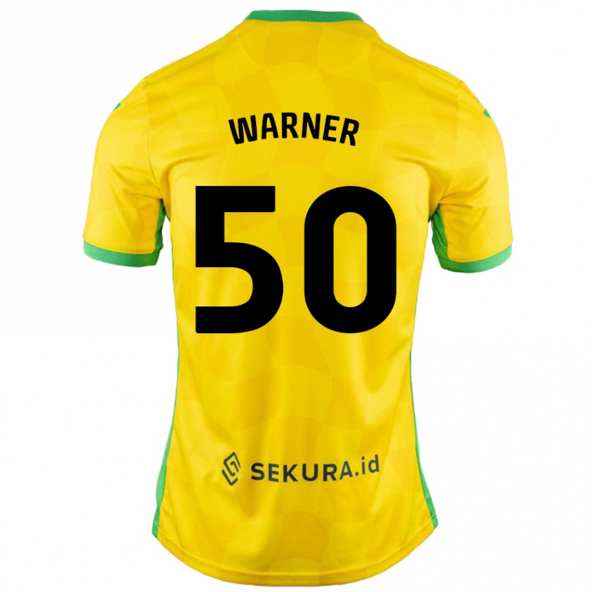 Niño Fútbol Camiseta Jaden Warner #50 Amarillo Verde 1ª Equipación 2024/25