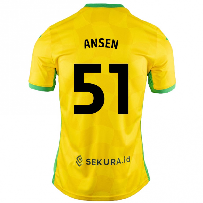 Niño Fútbol Camiseta Caleb Ansen #51 Amarillo Verde 1ª Equipación 2024/25