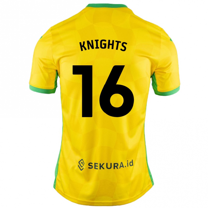 Niño Fútbol Camiseta Katie Knights #16 Amarillo Verde 1ª Equipación 2024/25