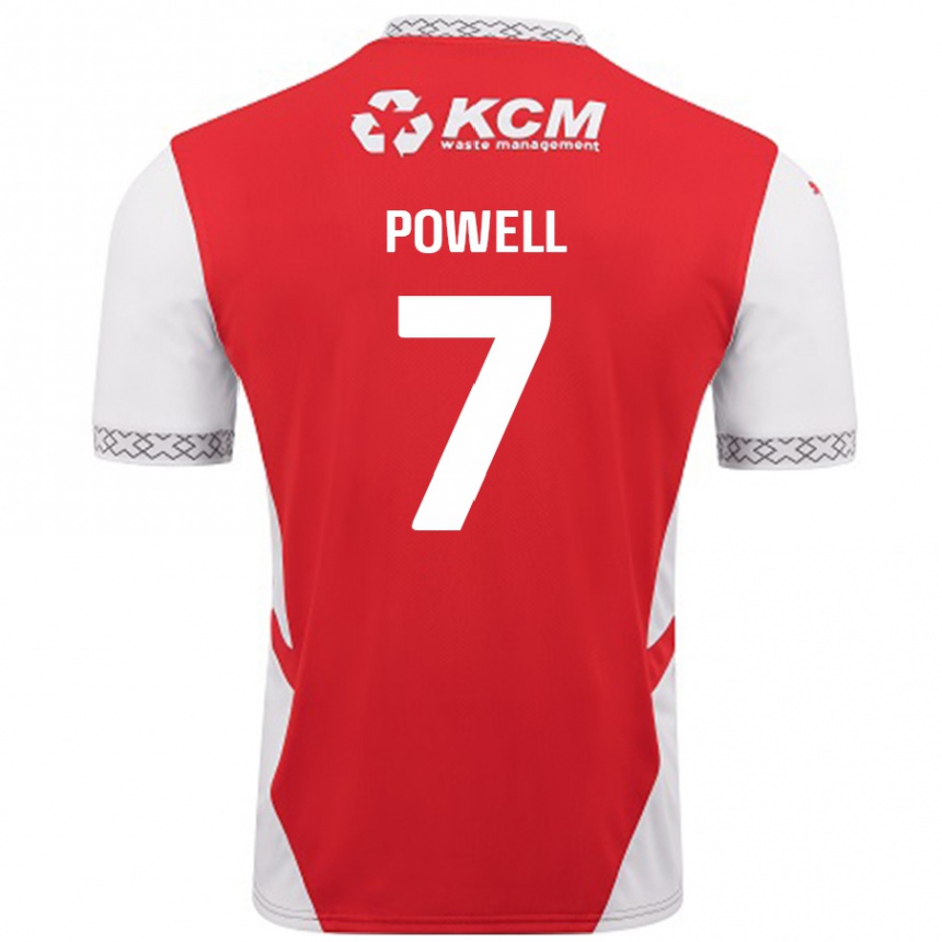 Niño Fútbol Camiseta Joe Powell #7 Rojo Blanco 1ª Equipación 2024/25