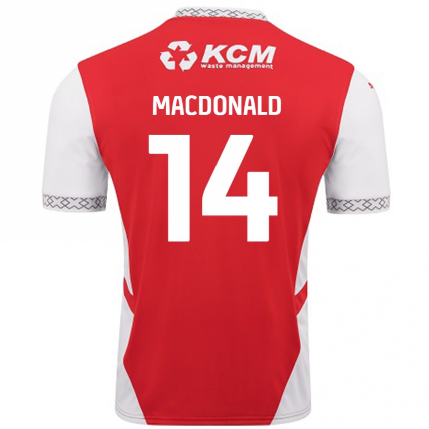 Niño Fútbol Camiseta Alex Macdonald #14 Rojo Blanco 1ª Equipación 2024/25