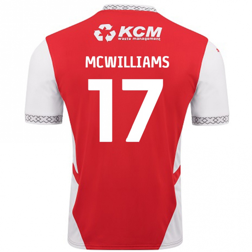 Niño Fútbol Camiseta Shaun Mcwilliams #17 Rojo Blanco 1ª Equipación 2024/25