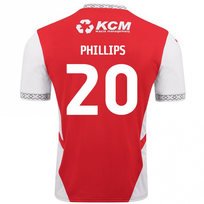 Niño Fútbol Camiseta Dillon Phillips #20 Rojo Blanco 1ª Equipación 2024/25