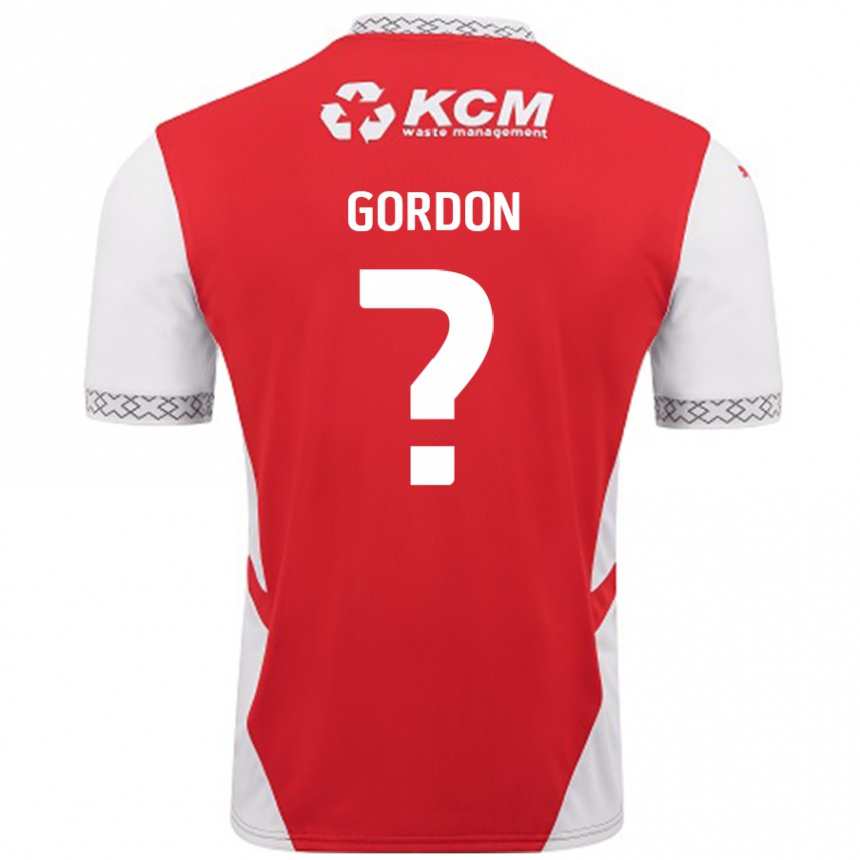 Niño Fútbol Camiseta Owain Gordon #0 Rojo Blanco 1ª Equipación 2024/25