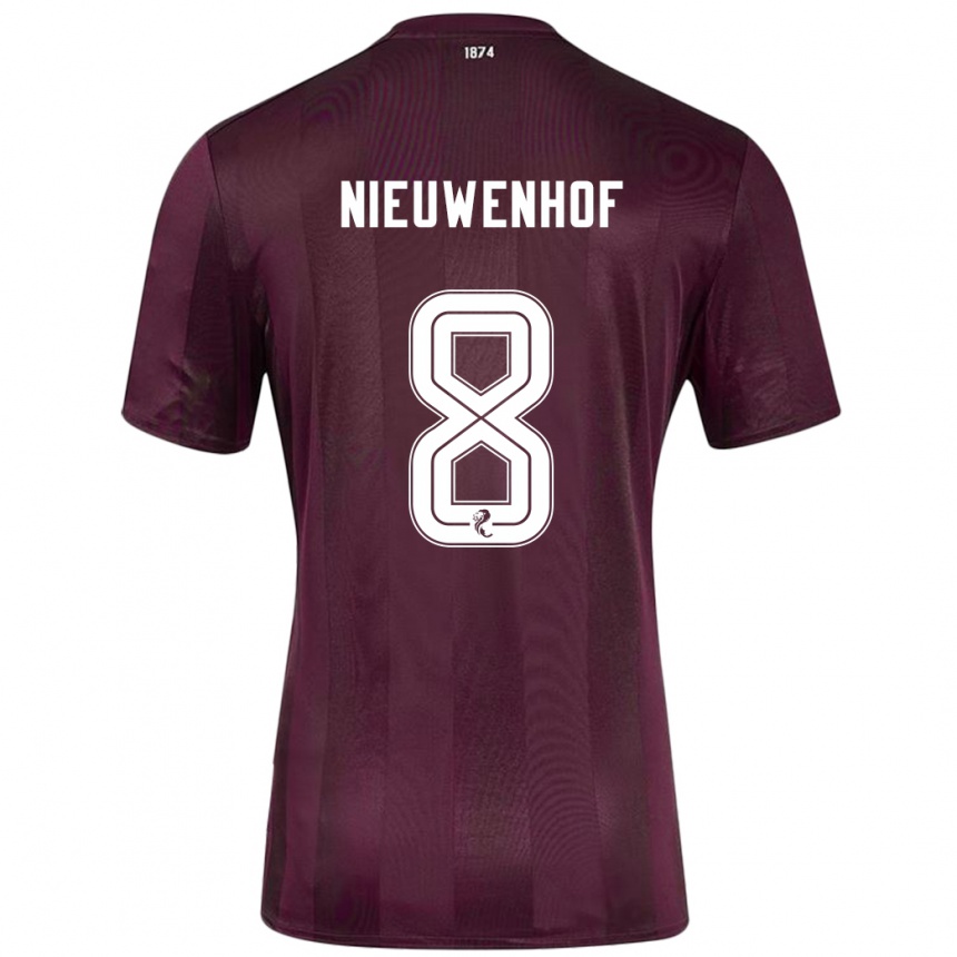 Niño Fútbol Camiseta Calem Nieuwenhof #8 Borgoña 1ª Equipación 2024/25