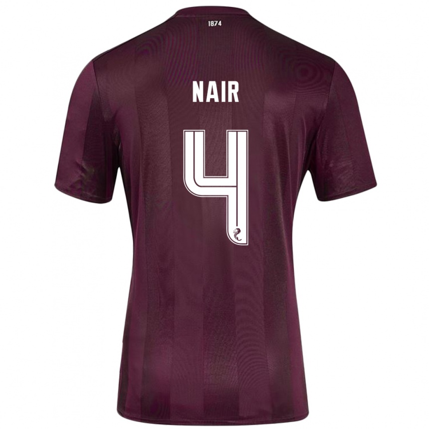 Niño Fútbol Camiseta Kenzi Nair #4 Borgoña 1ª Equipación 2024/25