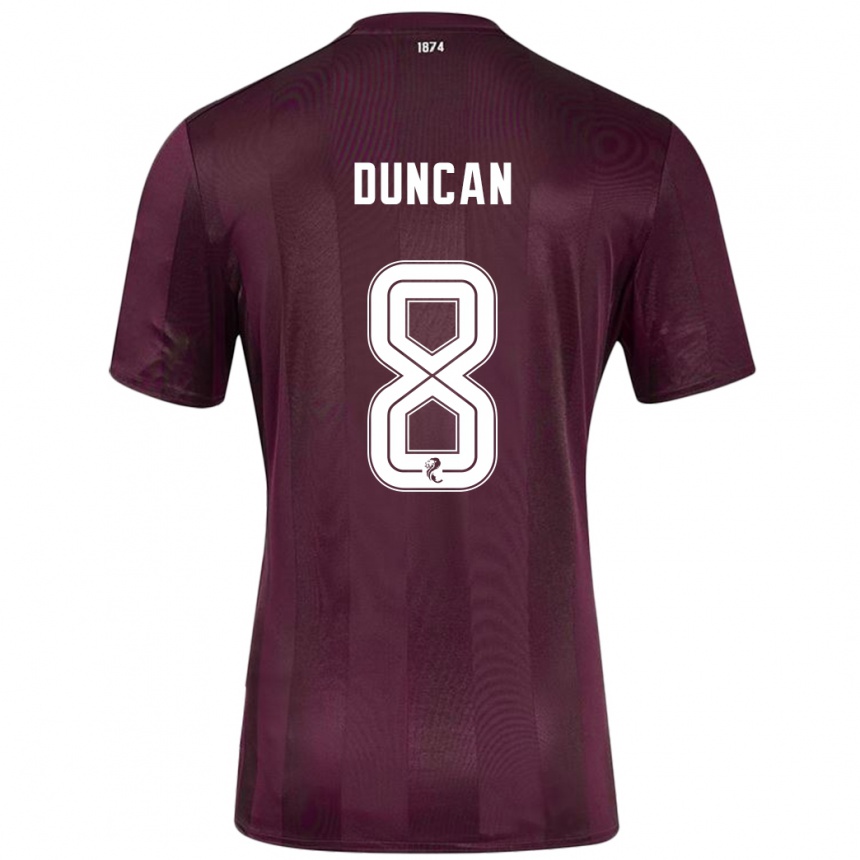 Niño Fútbol Camiseta Ryan Duncan #8 Borgoña 1ª Equipación 2024/25