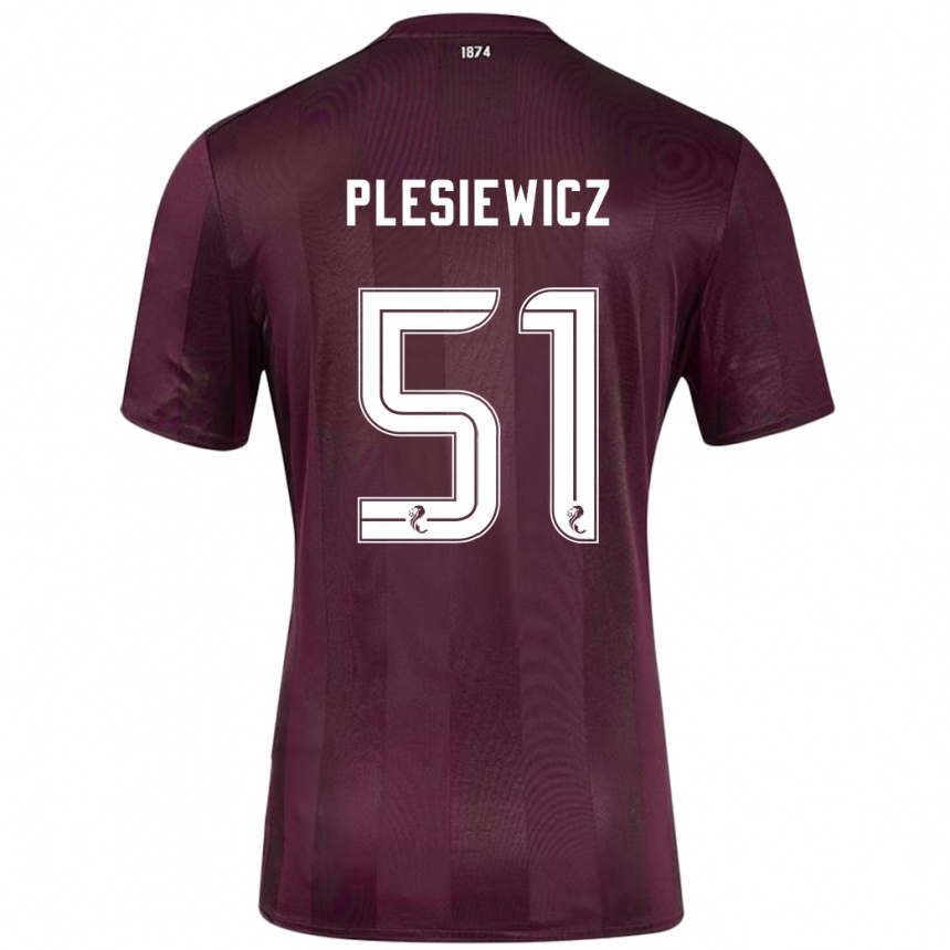 Niño Fútbol Camiseta Szymon Plesiewicz #51 Borgoña 1ª Equipación 2024/25