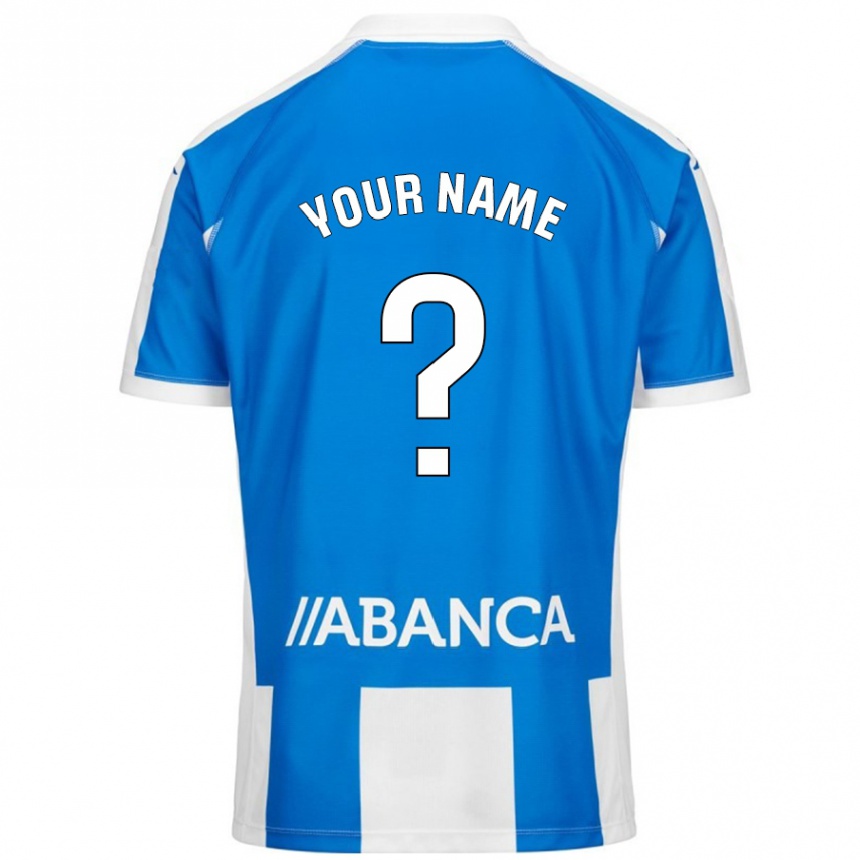 Niño Fútbol Camiseta Su Nombre #0 Azul Blanco 1ª Equipación 2024/25