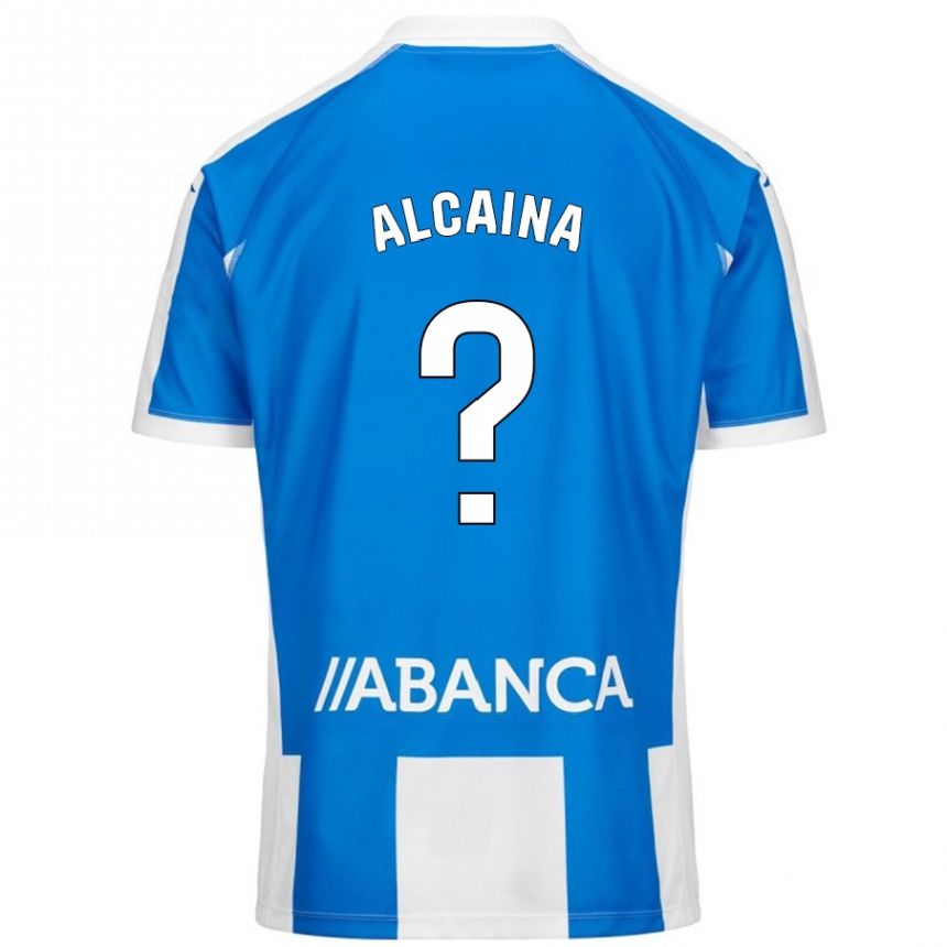 Niño Fútbol Camiseta Raúl Alcaina #0 Azul Blanco 1ª Equipación 2024/25