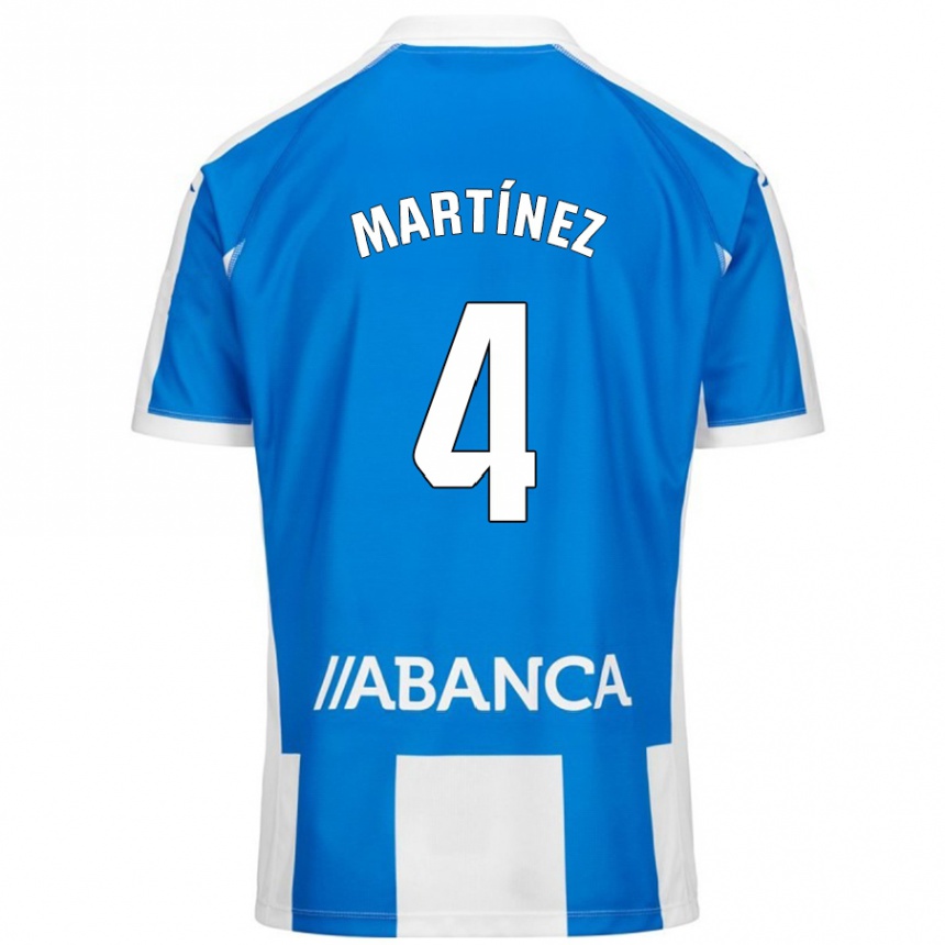 Niño Fútbol Camiseta Pablo Martínez #4 Azul Blanco 1ª Equipación 2024/25