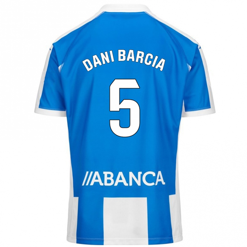 Niño Fútbol Camiseta Dani Barcia #5 Azul Blanco 1ª Equipación 2024/25