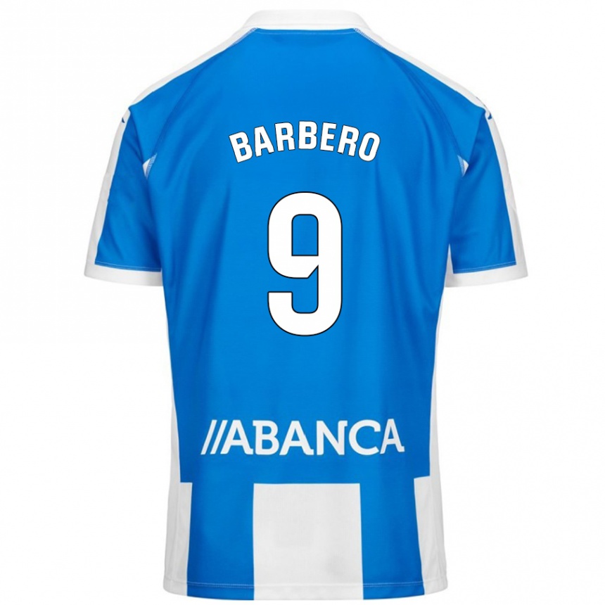 Niño Fútbol Camiseta Iván Barbero #9 Azul Blanco 1ª Equipación 2024/25