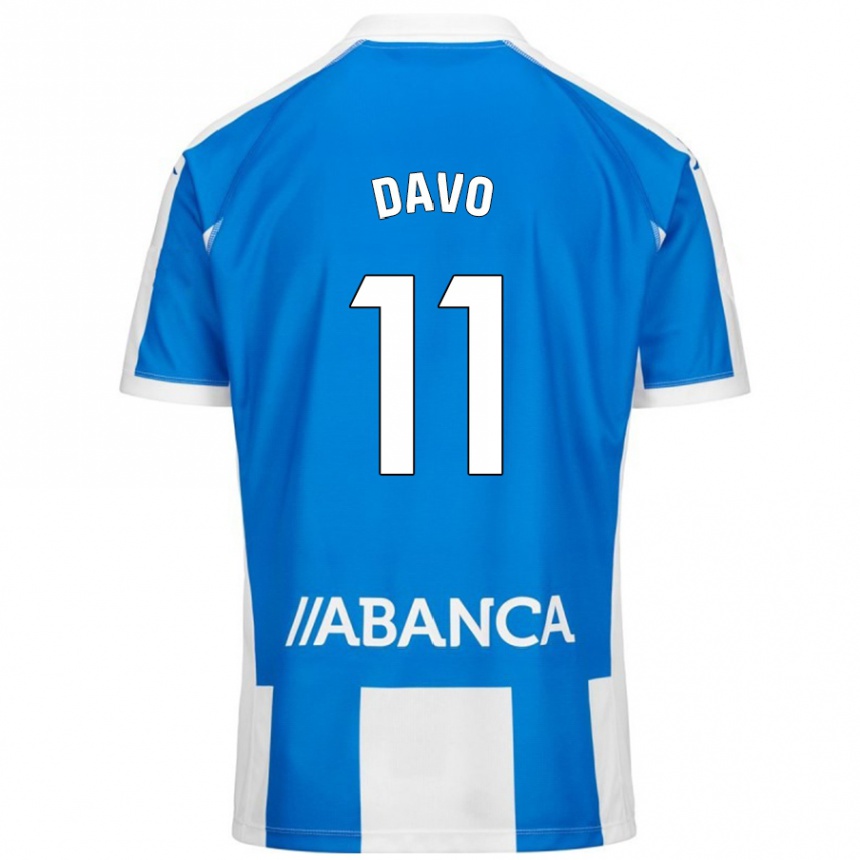 Niño Fútbol Camiseta Davo #11 Azul Blanco 1ª Equipación 2024/25