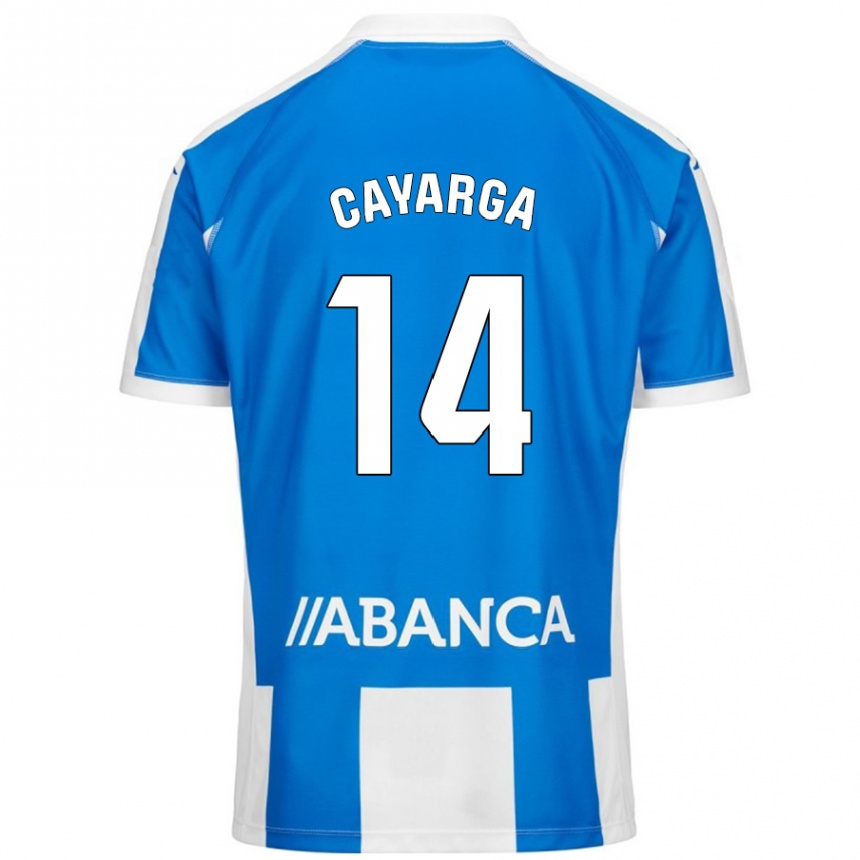 Niño Fútbol Camiseta Berto Cayarga #14 Azul Blanco 1ª Equipación 2024/25