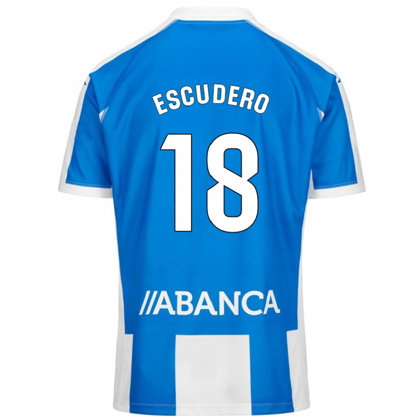 Niño Fútbol Camiseta Sergio Escudero #18 Azul Blanco 1ª Equipación 2024/25