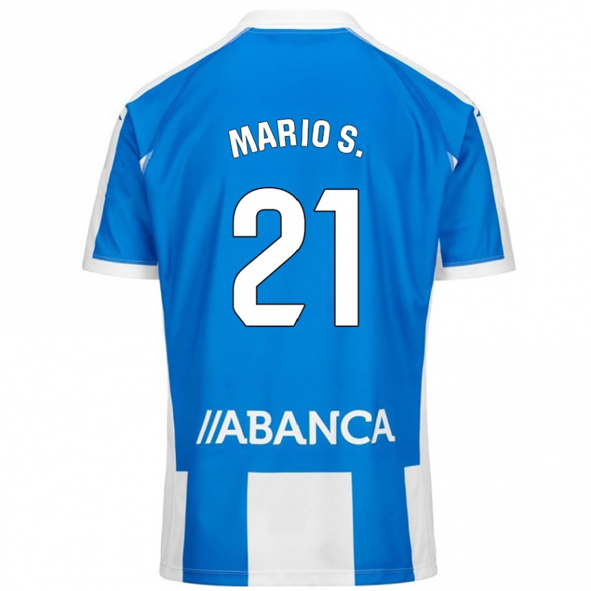 Niño Fútbol Camiseta Mario Soriano #21 Azul Blanco 1ª Equipación 2024/25