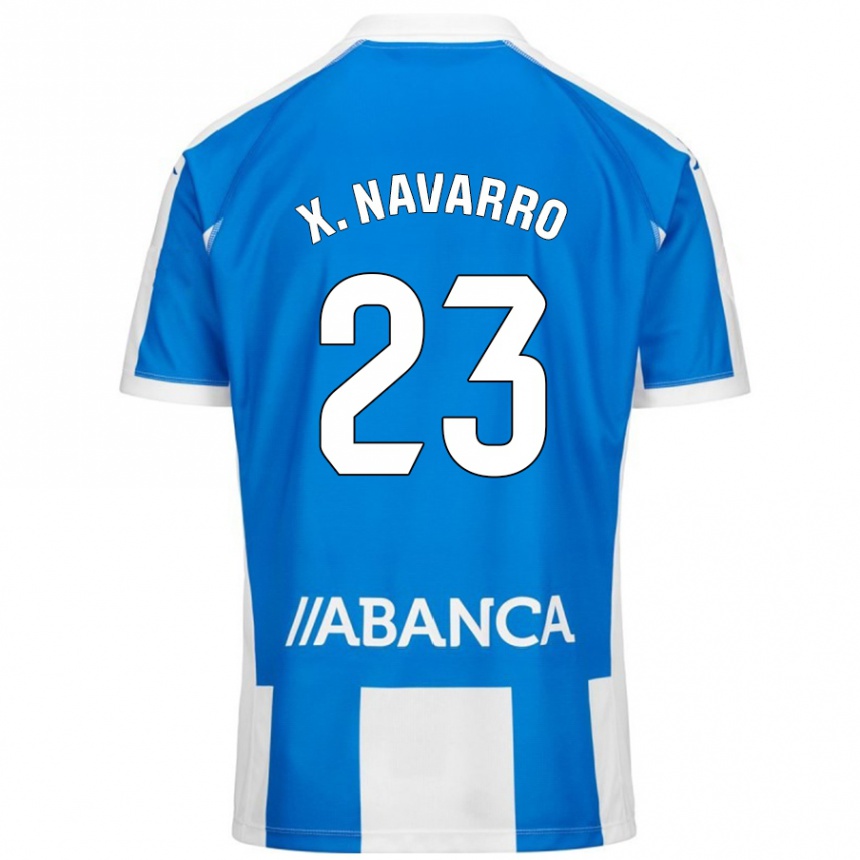 Niño Fútbol Camiseta Ximo Navarro #23 Azul Blanco 1ª Equipación 2024/25