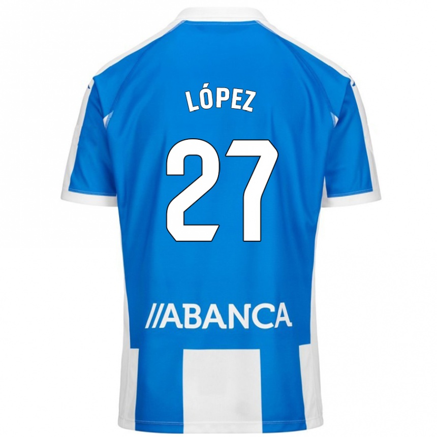 Niño Fútbol Camiseta Rubén López #27 Azul Blanco 1ª Equipación 2024/25