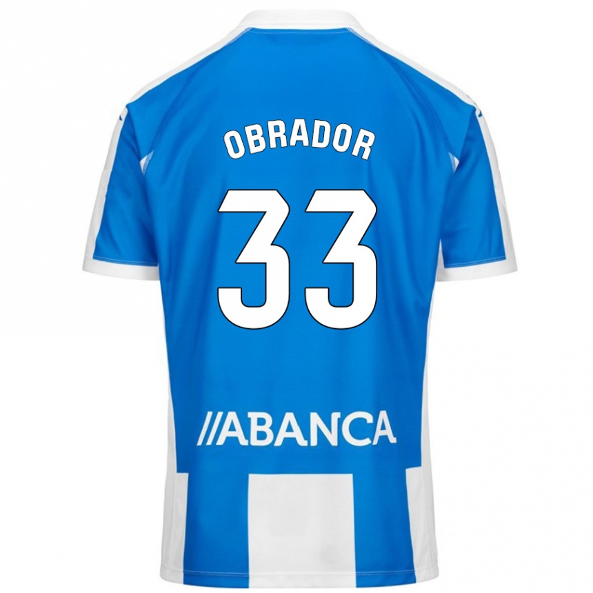 Niño Fútbol Camiseta Rafel Obrador #33 Azul Blanco 1ª Equipación 2024/25