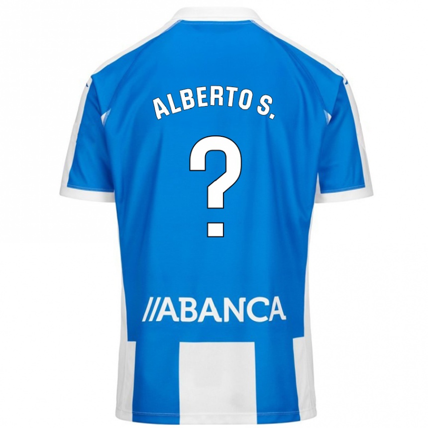 Niño Fútbol Camiseta Alberto Sánchez #0 Azul Blanco 1ª Equipación 2024/25