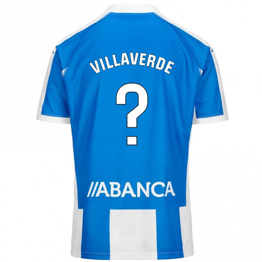 Niño Fútbol Camiseta Hugo Villaverde #0 Azul Blanco 1ª Equipación 2024/25