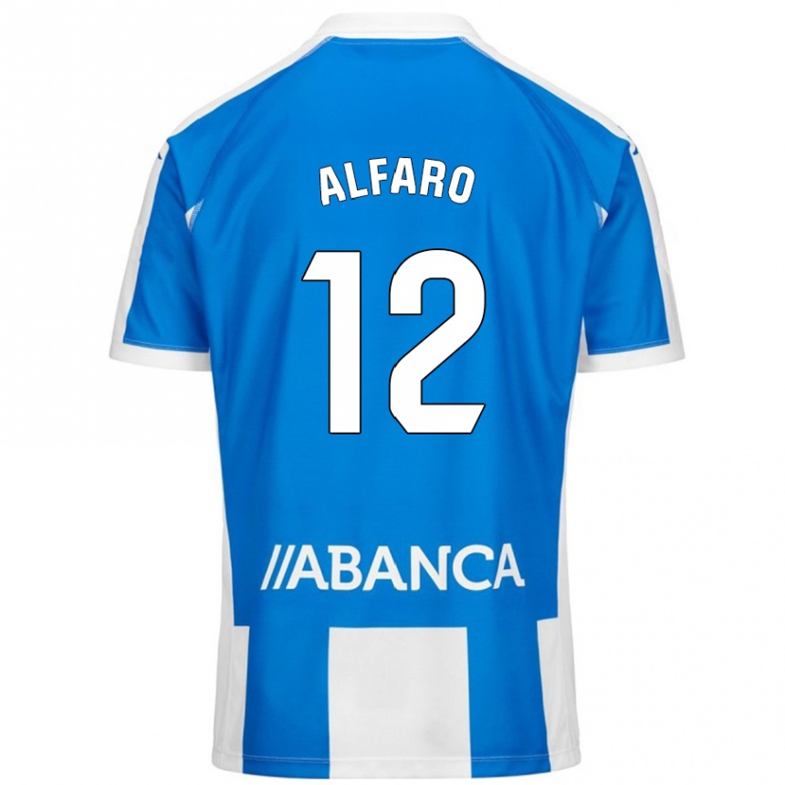 Niño Fútbol Camiseta Alejandro Alfaro #12 Azul Blanco 1ª Equipación 2024/25