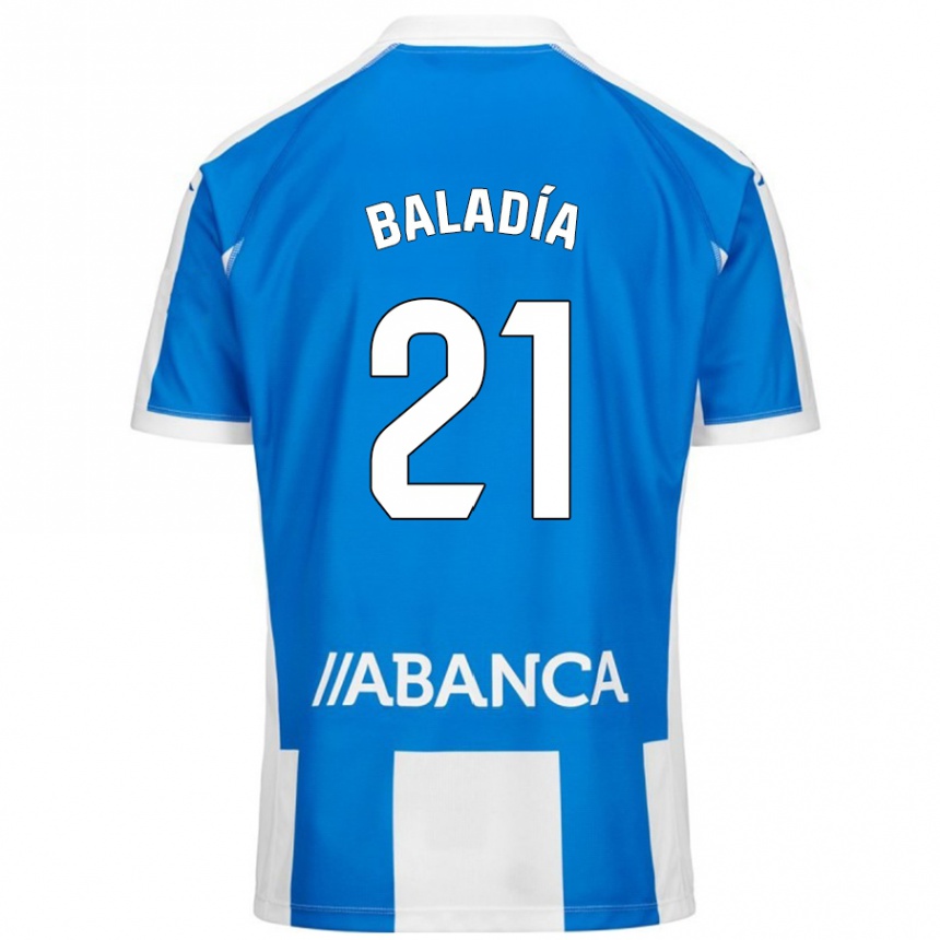 Niño Fútbol Camiseta Álvaro Baladía #21 Azul Blanco 1ª Equipación 2024/25