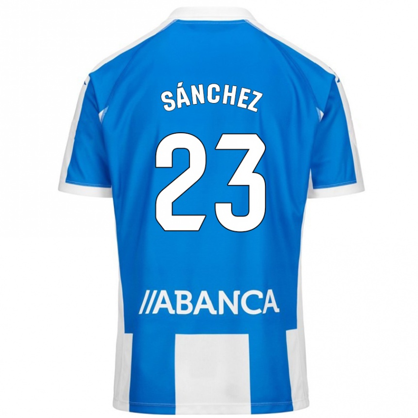 Niño Fútbol Camiseta Kevin Sánchez #23 Azul Blanco 1ª Equipación 2024/25