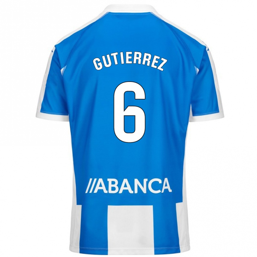 Niño Fútbol Camiseta Paula Gutiérrez #6 Azul Blanco 1ª Equipación 2024/25