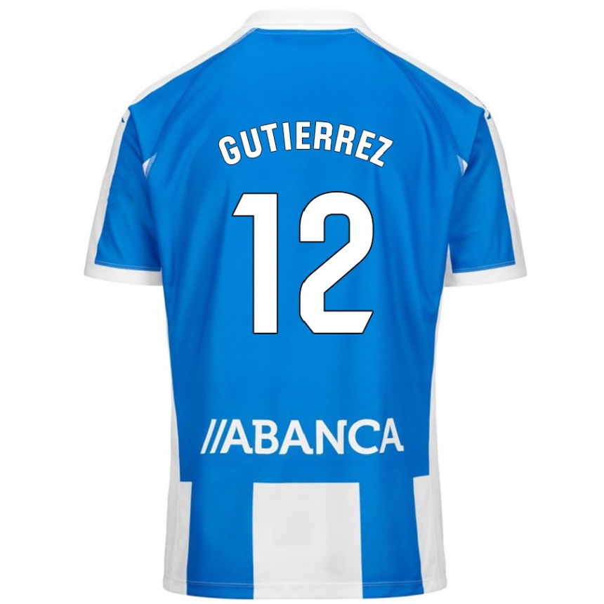 Niño Fútbol Camiseta Laura Gutiérrez #12 Azul Blanco 1ª Equipación 2024/25