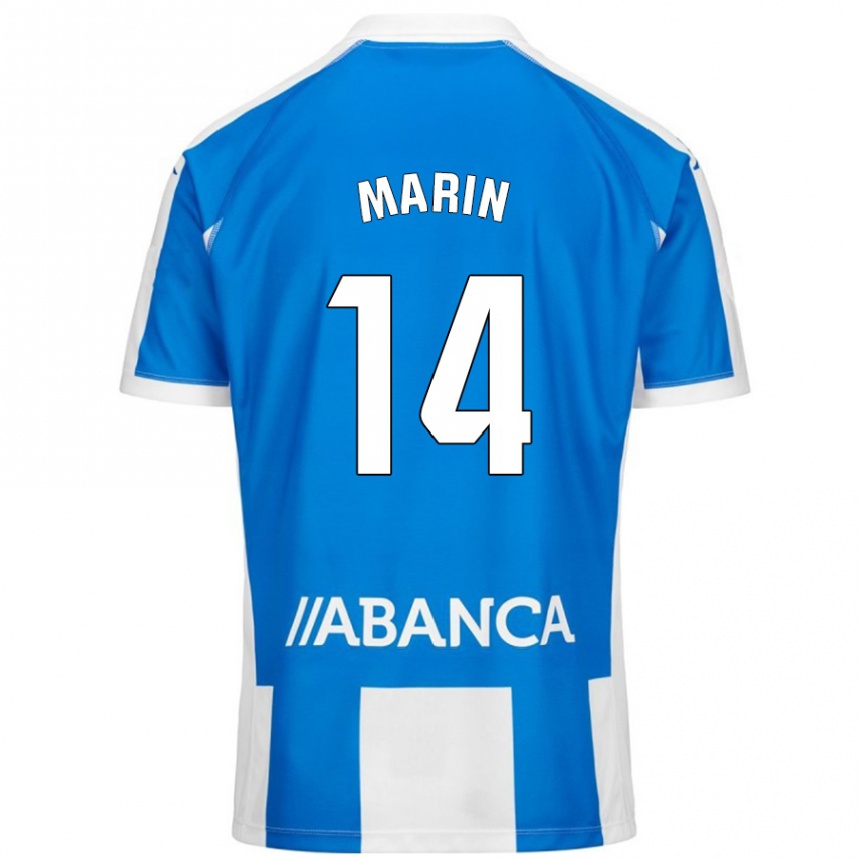 Niño Fútbol Camiseta Ainhoa Marín #14 Azul Blanco 1ª Equipación 2024/25