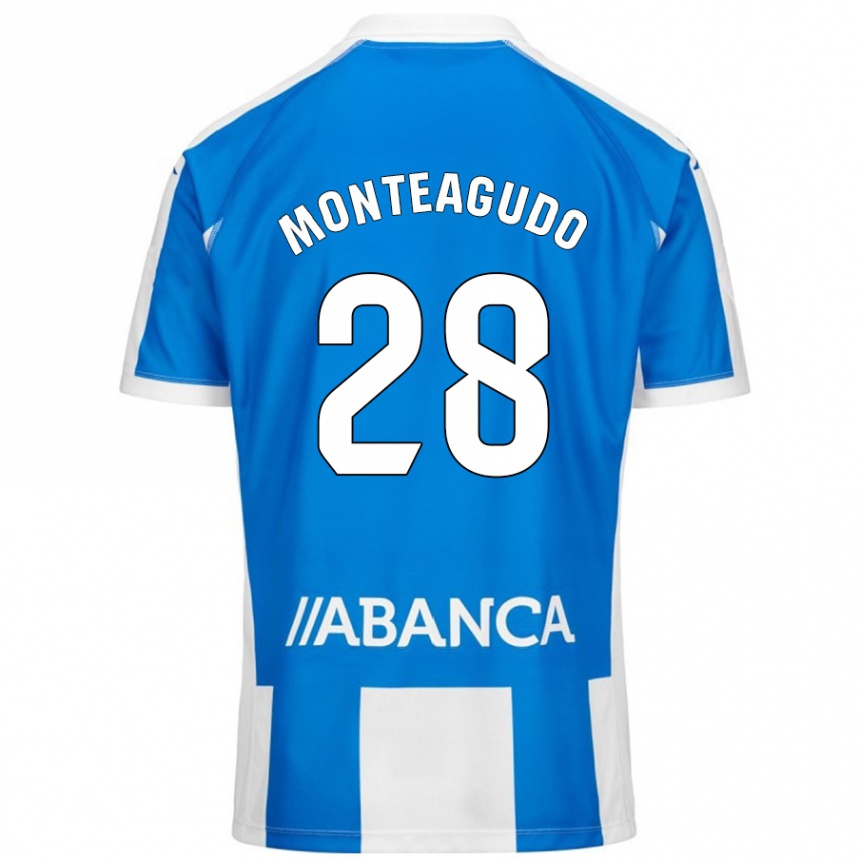 Niño Fútbol Camiseta Paula Monteagudo #28 Azul Blanco 1ª Equipación 2024/25