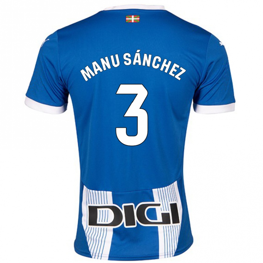 Niño Fútbol Camiseta Manu Sanchez #3 Azul 1ª Equipación 2024/25