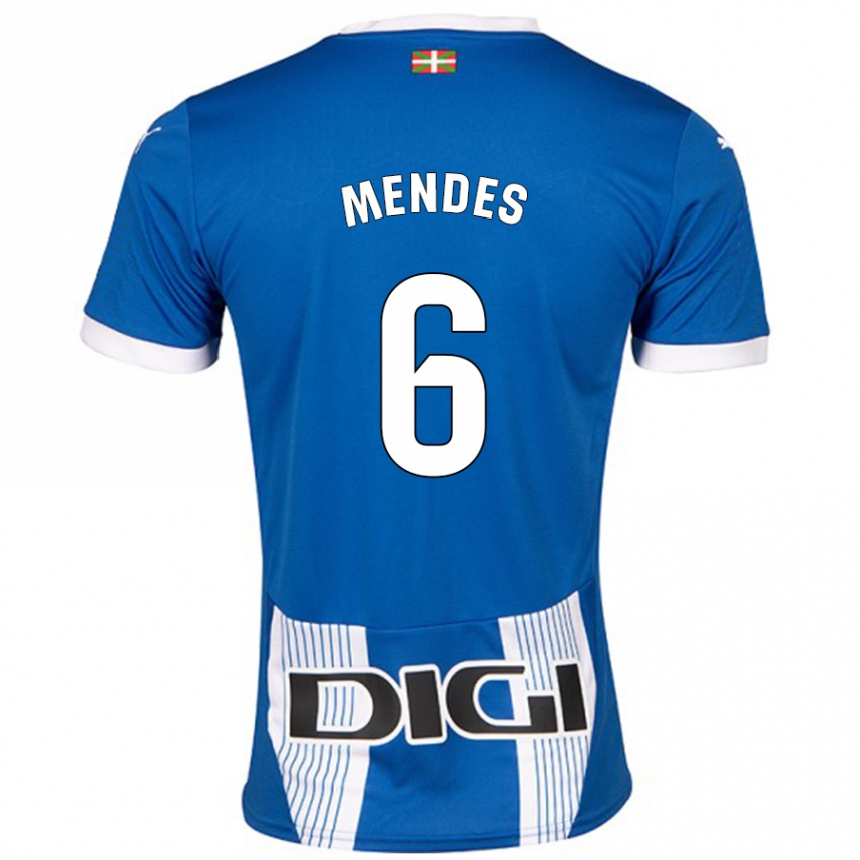 Niño Fútbol Camiseta Tomás Mendes #6 Azul 1ª Equipación 2024/25