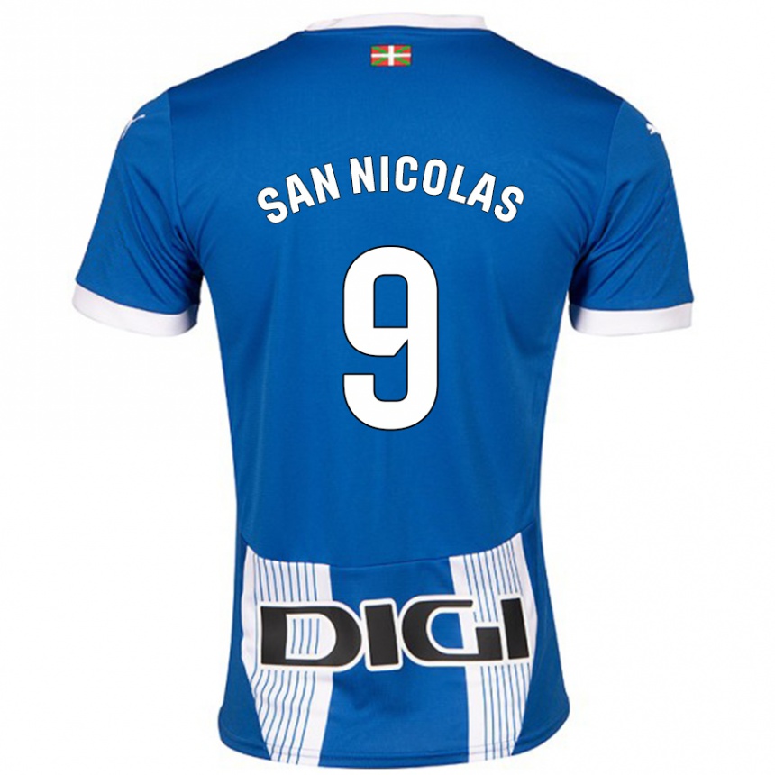 Niño Fútbol Camiseta Olga San Nicolás #9 Azul 1ª Equipación 2024/25