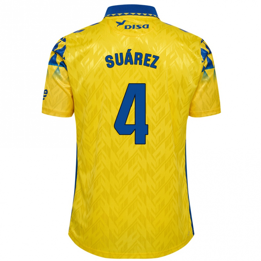 Niño Fútbol Camiseta Alex Suárez #4 Amarillo Azul 1ª Equipación 2024/25