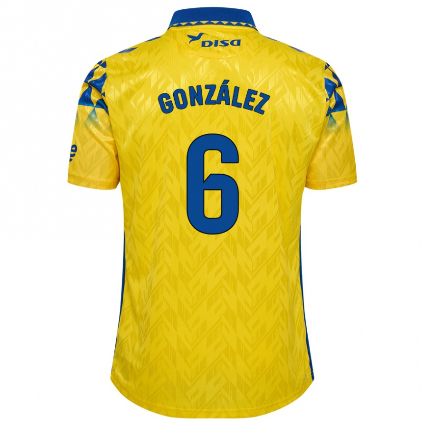 Niño Fútbol Camiseta Fabio González #6 Amarillo Azul 1ª Equipación 2024/25