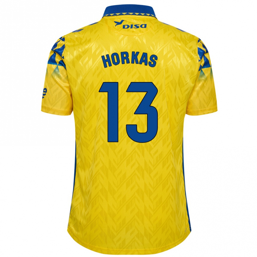 Niño Fútbol Camiseta Dinko Horkas #13 Amarillo Azul 1ª Equipación 2024/25