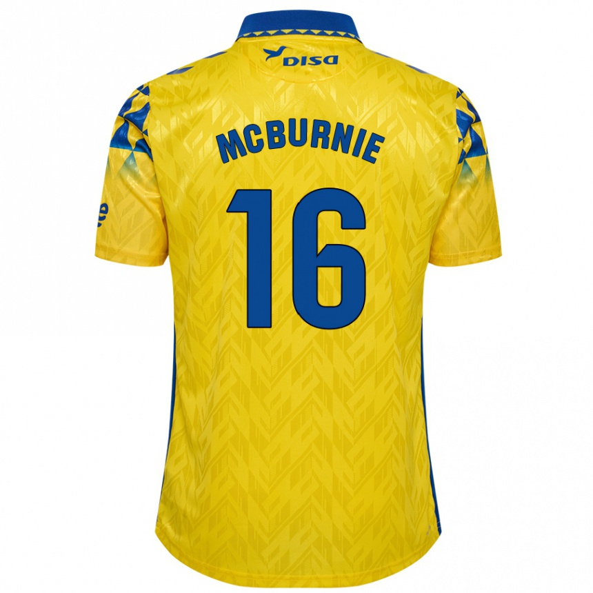 Niño Fútbol Camiseta Oli Mcburnie #16 Amarillo Azul 1ª Equipación 2024/25