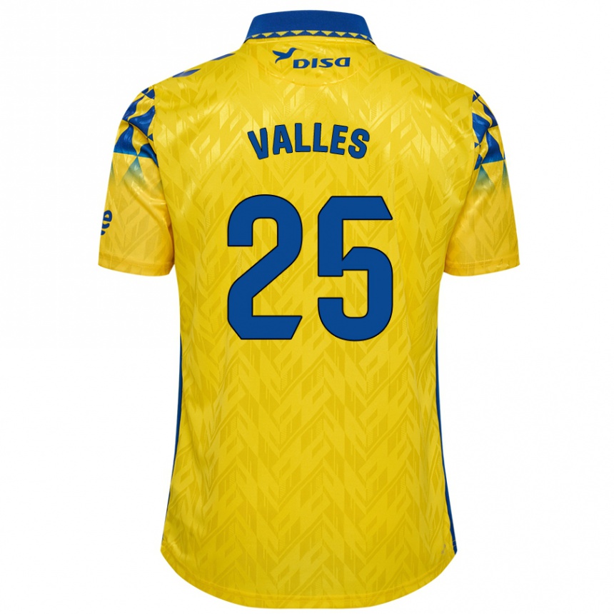 Niño Fútbol Camiseta Álvaro Valles #25 Amarillo Azul 1ª Equipación 2024/25