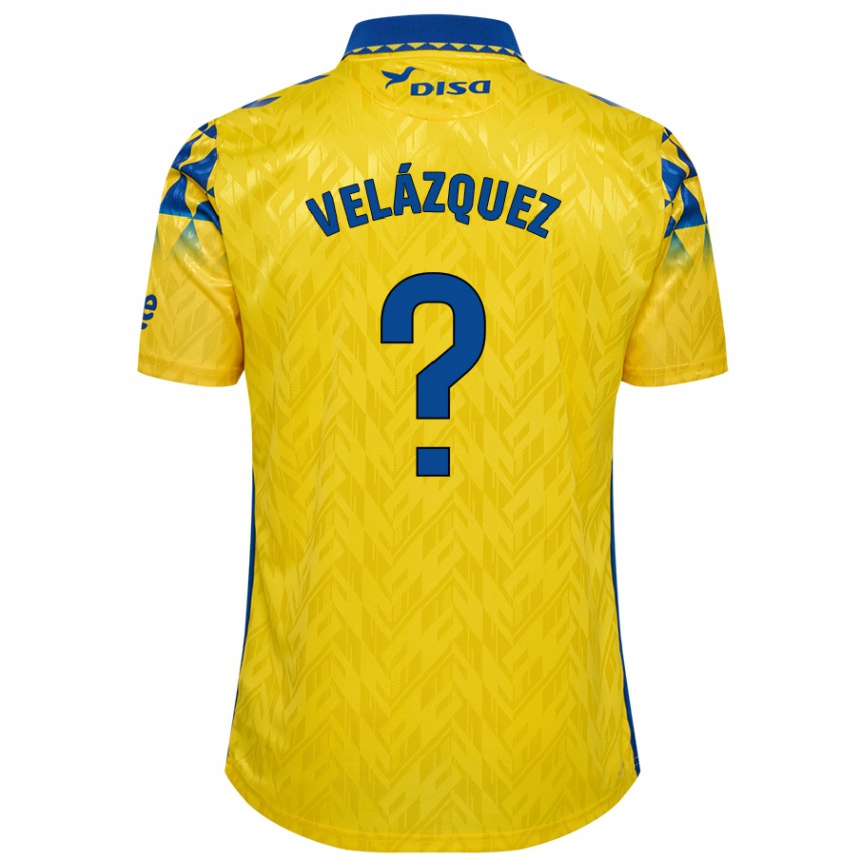 Niño Fútbol Camiseta Brian Velázquez #0 Amarillo Azul 1ª Equipación 2024/25