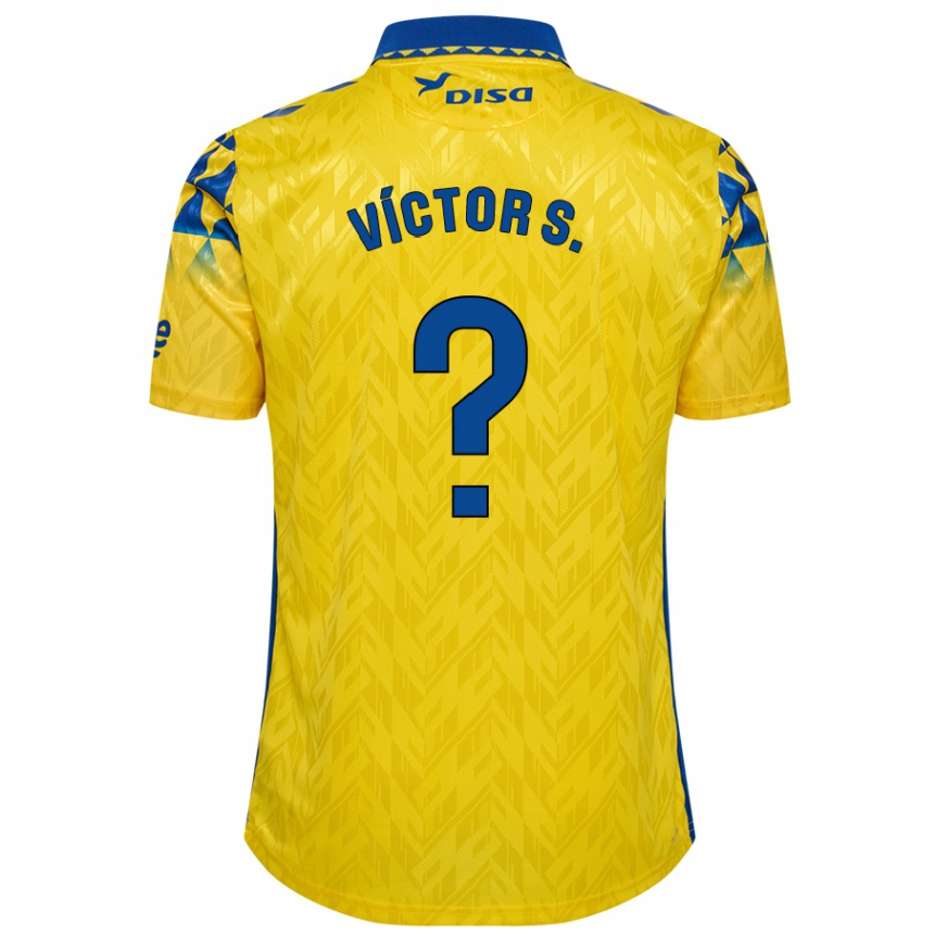 Niño Fútbol Camiseta Víctor Sánchez #0 Amarillo Azul 1ª Equipación 2024/25