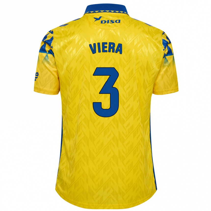 Niño Fútbol Camiseta Óliver Viera #3 Amarillo Azul 1ª Equipación 2024/25