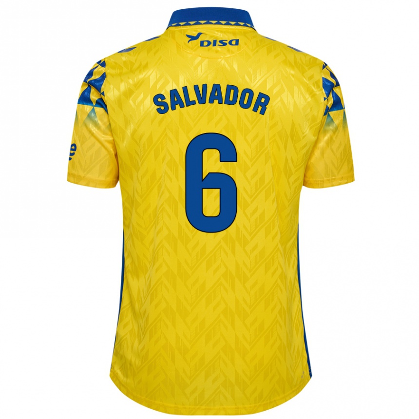 Niño Fútbol Camiseta Pol Salvador #6 Amarillo Azul 1ª Equipación 2024/25